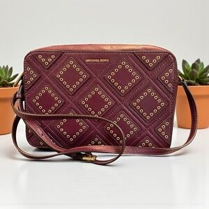 Michael Kors Purse Maroon Crossbody Studded Burgundy Crossbody Bag